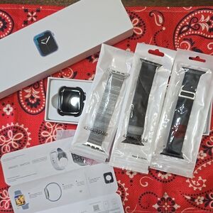 Black Smartwatch with Silver Milanese and Black Bands